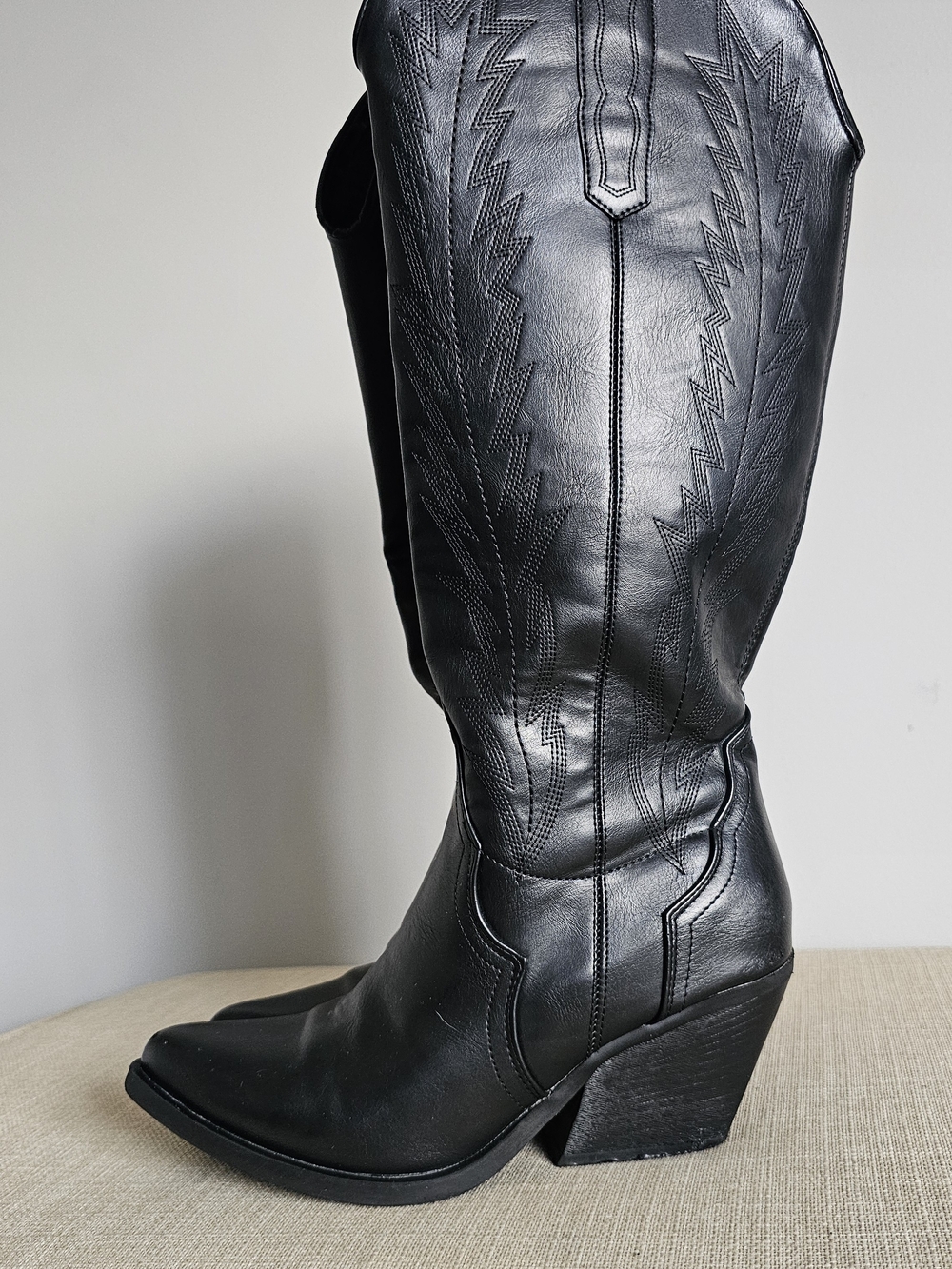 Black Women's Western Knee-High Boots